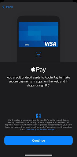 Apple Pay setup step 9